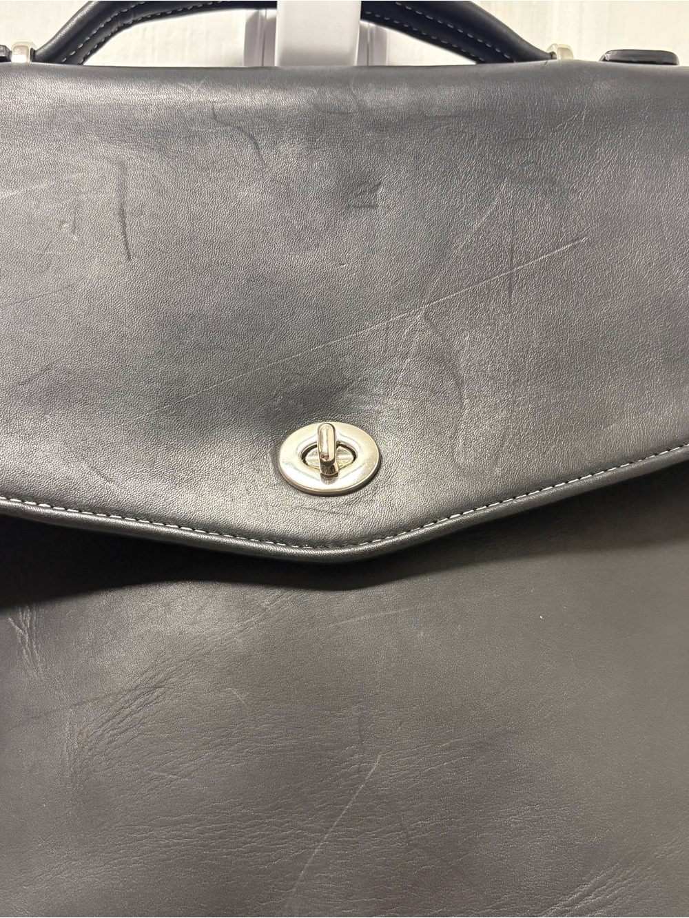 Vintage Black COACH #6457 Lexington Leather Turn Lock Briefcase Messenger Bag - Picture 3 of 16
